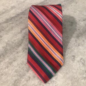 Altea Milano Tie Mens Multicolor Striped Silk Handmade Italy Bold Formal 3x59in